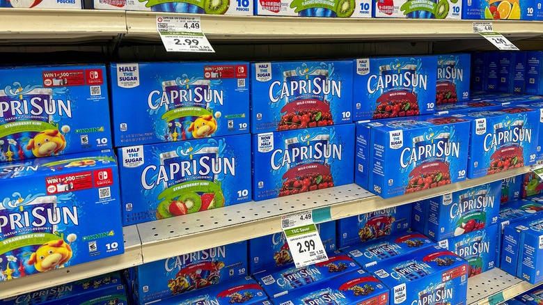 Capri-Sun boxes on shelves