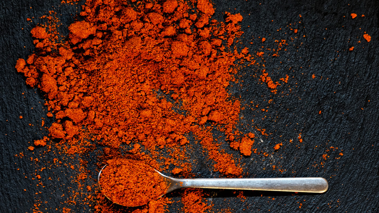 spoon of powdered paprika