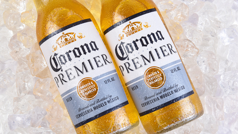 two bottles of corona premier
