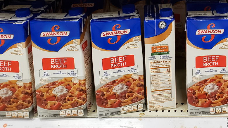 Swanson beef broth on shelf