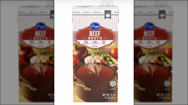 Kroger Fat Free Beef Broth carton