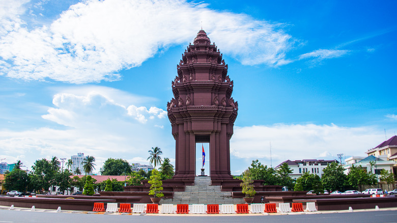 Cambodian monument with blue skies