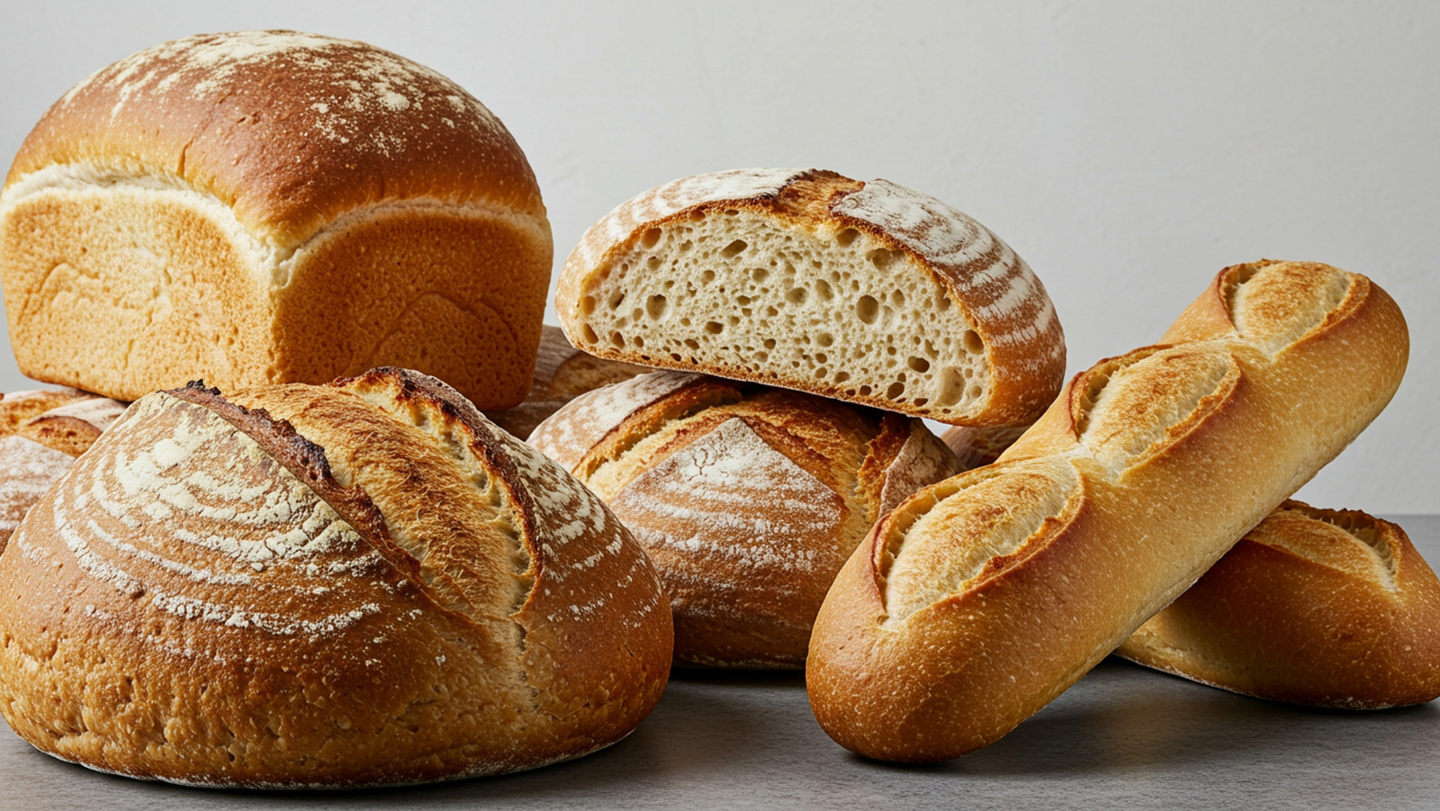 Freshly baked bread displayed in a bakery