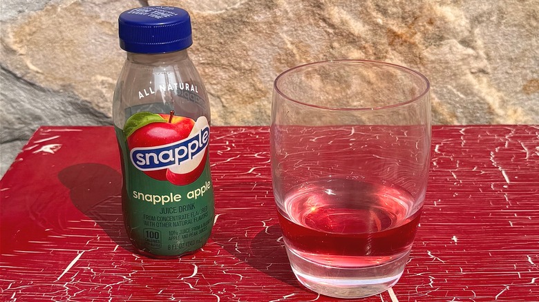 Snapple Apple bottle and glass