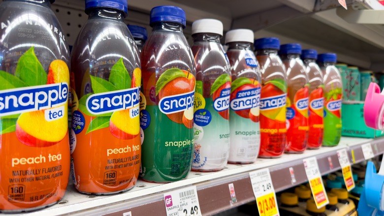 bottles of Snapple on shelf