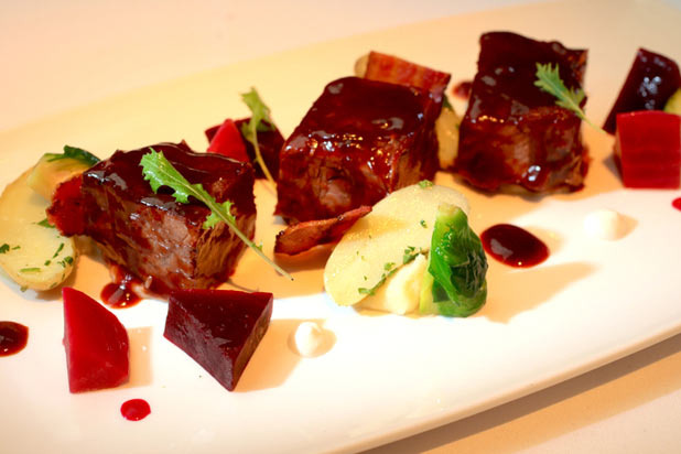 Braised Beef Short Rib Bites with Beets 