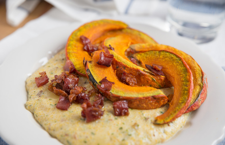 Creamy Grits with Roasted Butternut Squash and Blue Cheese