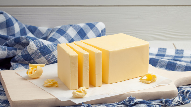 stick of butter cut into slices