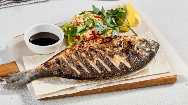 Grilled fish dinner