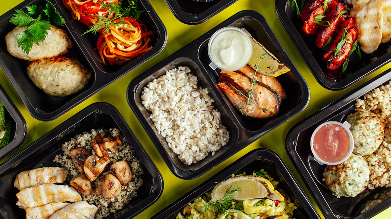 Meal prep containers with food