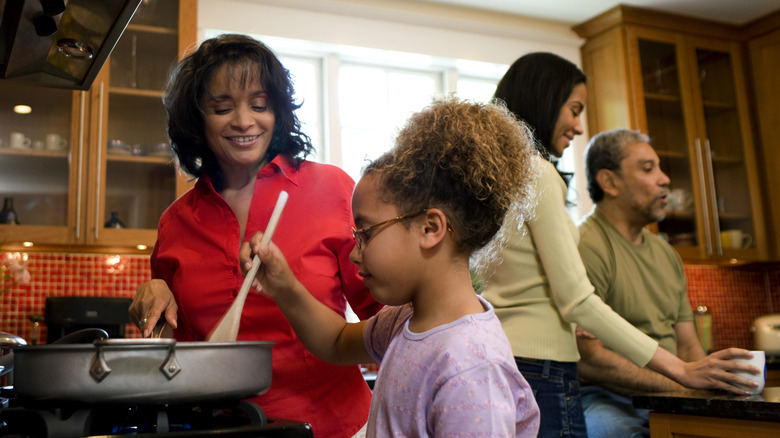 Family cooking together