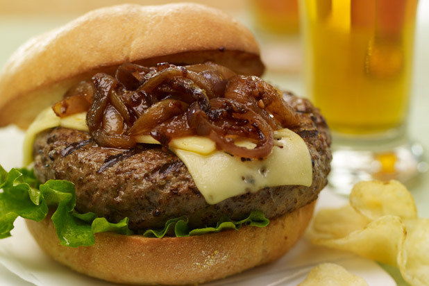 Brewpub Burgers with Caramelized Chipotle Onions Recipe