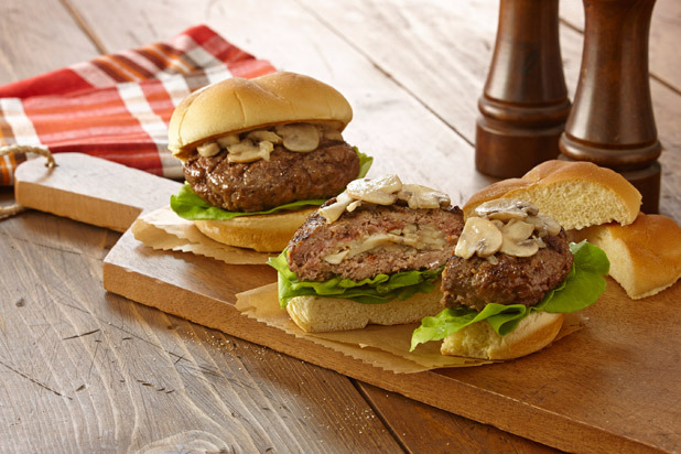 Mushroom and Swiss Stuffed Burgers Recipe