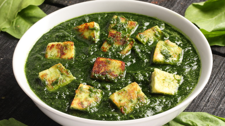 Bowl of palak paneer