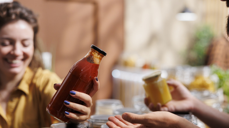 Smoothie in glass jar at store