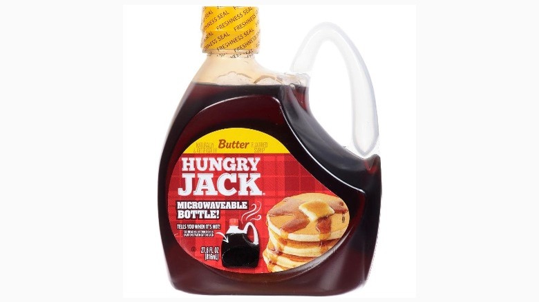 Hungry jack syrup on white background