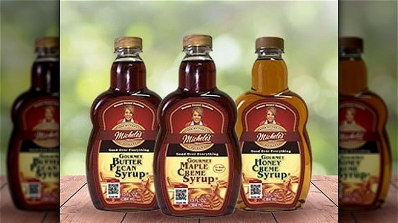 3 michele syrups on faded backdrop