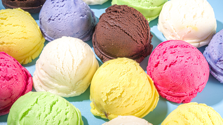 Colorful scoops of ice cream