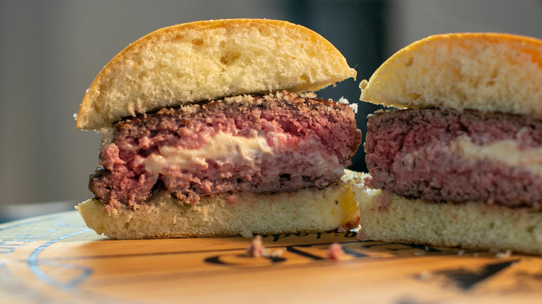 cheese-stuffed burgers on board