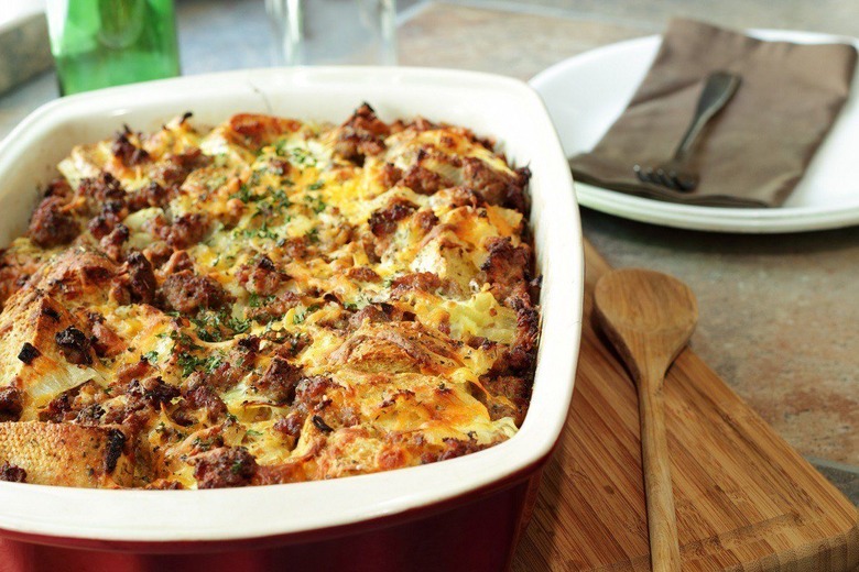 Spring Onion Bread Pudding