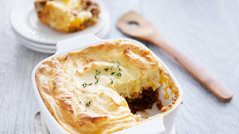 Shepherds pie in baking dish