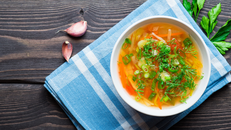 Vegetable soup in bowl