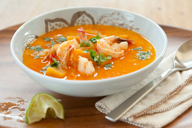 Butternut Squash and Coconut Soup with Shrimp Recipe