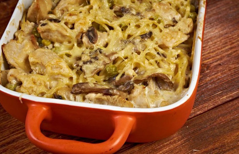 Turkey Tetrazzini With Mushrooms, Bacon, Garlic, and Herbs 