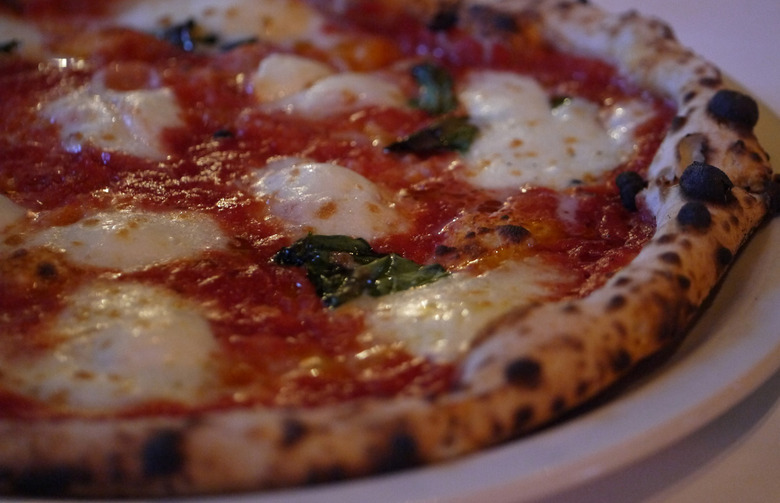 #73 Pizza Rock, Las Vegas, Nev. (Margherita: Dough mixed by hand using San Felice ﬂour then proofed in Napolietana wood boxes, San Marzano tomatoes D.O.P., sea salt, mozzarella ﬁor di latte, fresh basil, extra- virgin olive oil) 