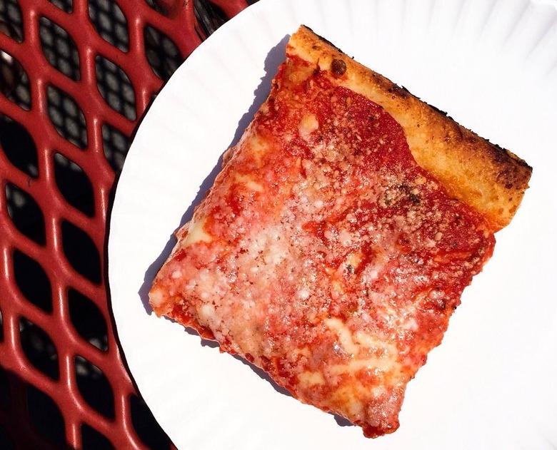 #66 L&B Spumoni Gardens, Brooklyn, N.Y. (Grandma Slice: thin-crust Sicilian pie with mozzarella, tomato sauce)