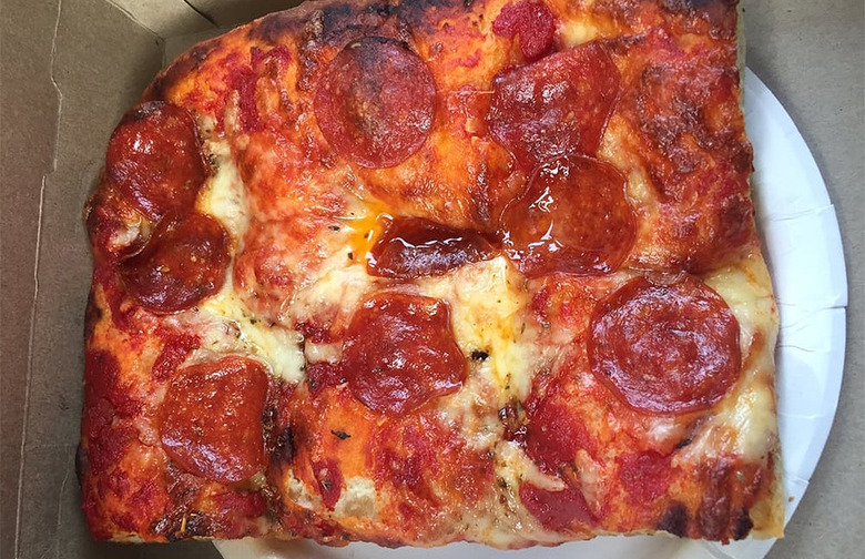 #91 Micucci Grocery, Portland, Maine (Sicilian Slab: San Marzano tomatoes, garlic, mozzarella)