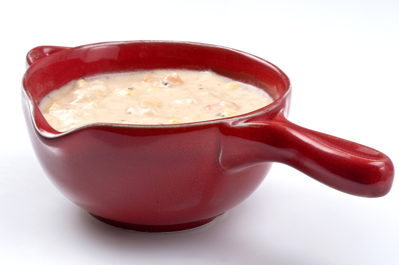 Sweet Corn Soup with Peaches