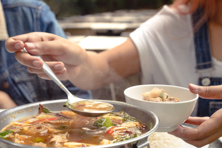 Thai Sweet and Sour Soup with Lobster Mushrooms, Lemongrass, and Shrimp