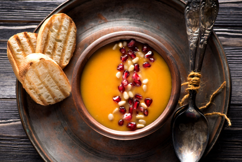 Cauliflower-Cashew Soup with Pomegranate Seeds