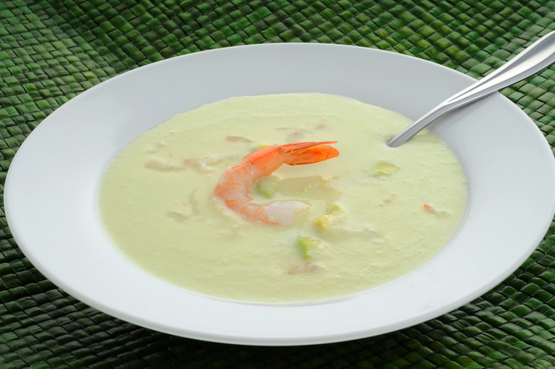 Chilled Avocado Soup with Seared Chipotle Shrimp