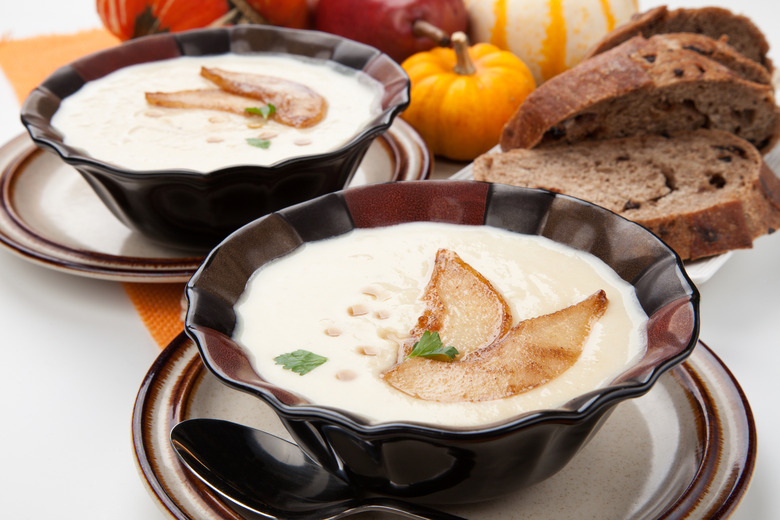 Pear Soup with Ginger and Buttery Leeks