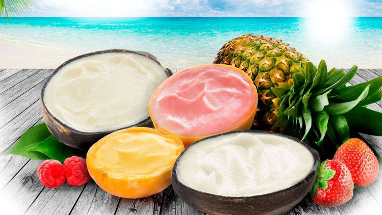 sorbet in coconuts and pineapple