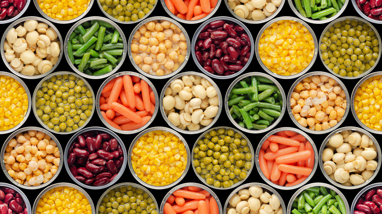 canned food with tops off