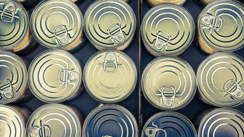 top-down view of cans