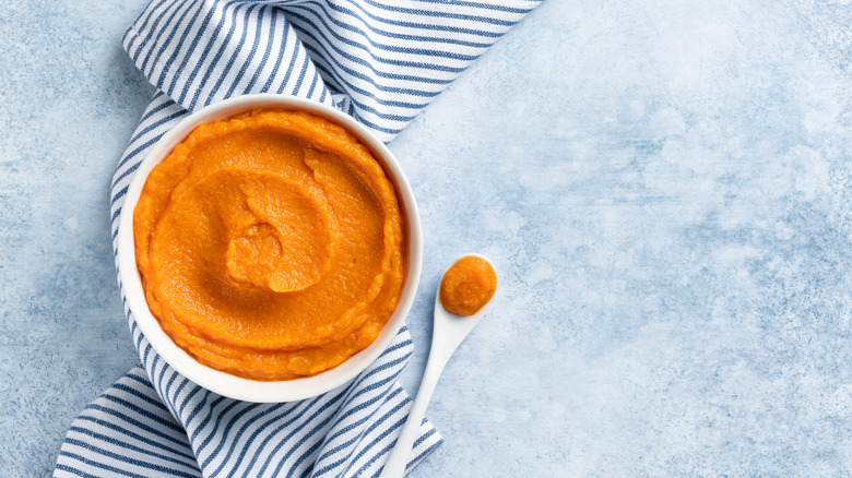 Bowl of pumpkin purée