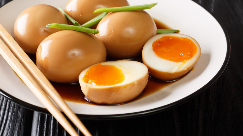 Ramen eggs with soy sauce