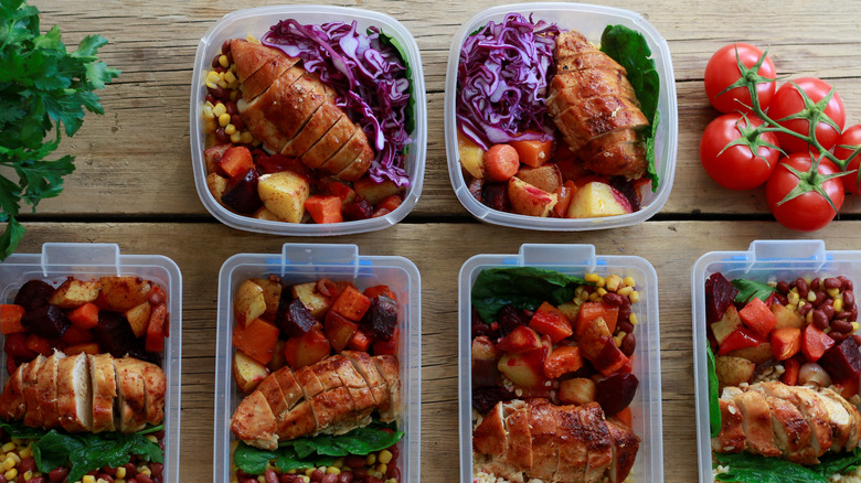 Prepared meals in containers