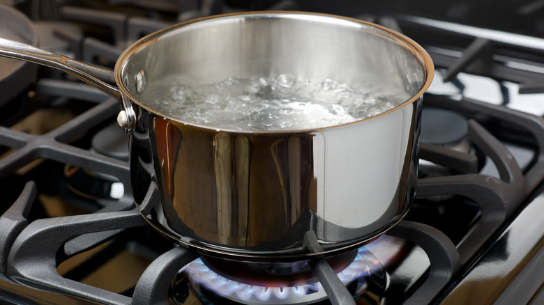 small pot of boiling water