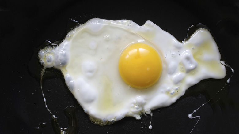 Egg frying in a pan