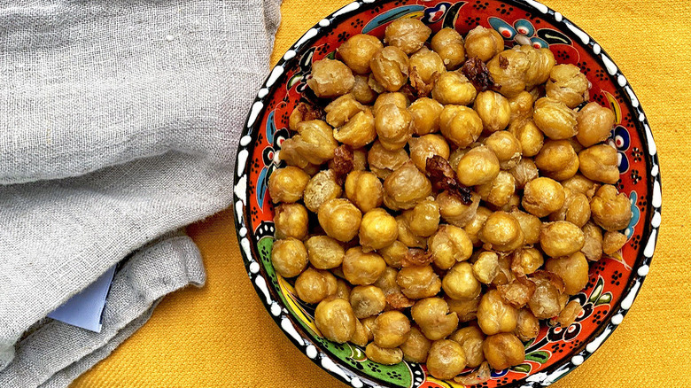 Bowl of crispy air-fried chickpeas