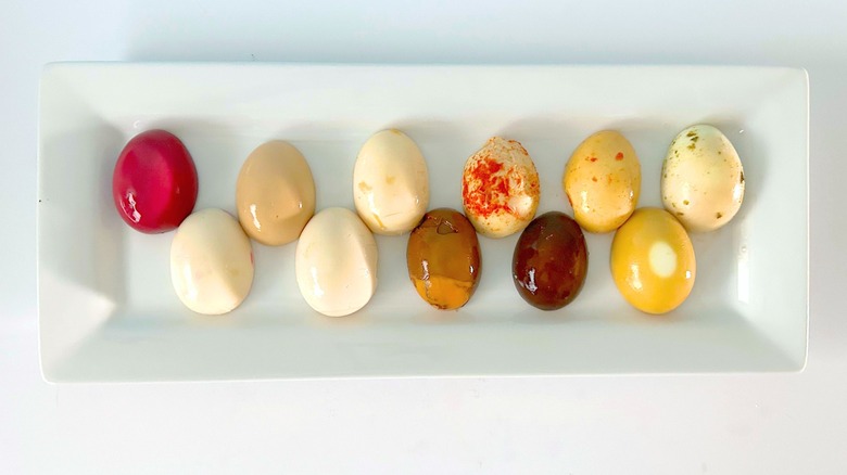 Assorted marinated eggs