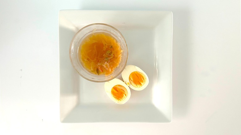 Kimchi-marinated hard-boiled egg