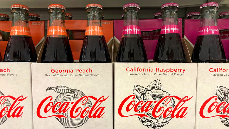 peach and raspberry coke bottles