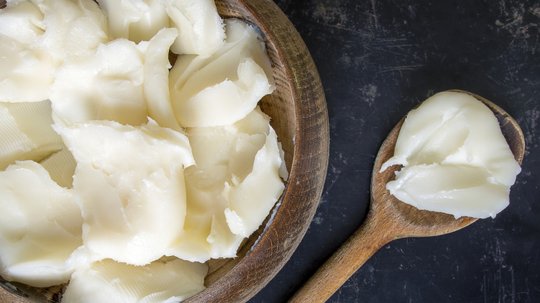 Spoon and bowl with lard