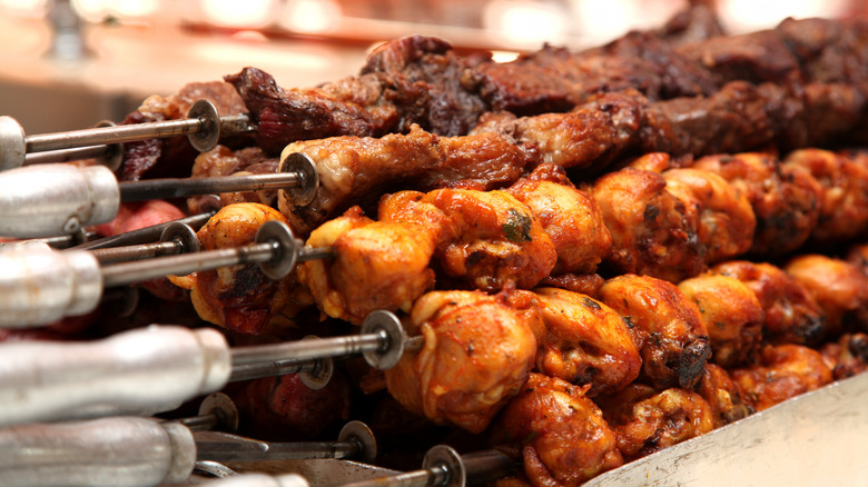 Chicken and meat skewers